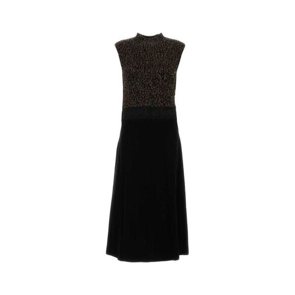 PRADA Women's Textured Knit Bodice Midi Dress Women MULTICOLOURED Dresses